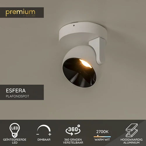 Lucide ESFERA - Plafondspot - LED Dimb. - 1x11W 2700K - Wit | Premium - USP